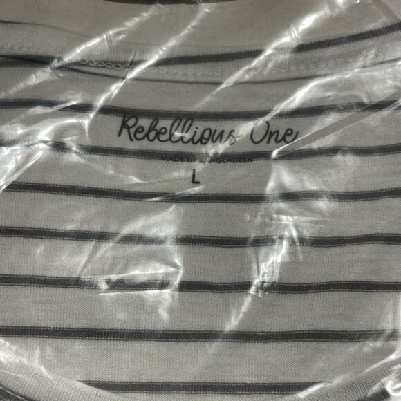 Rebellious One Juniors' Striped Tie-Hem Tank Top - White Grey Stripe, New - Picture 3 of 5